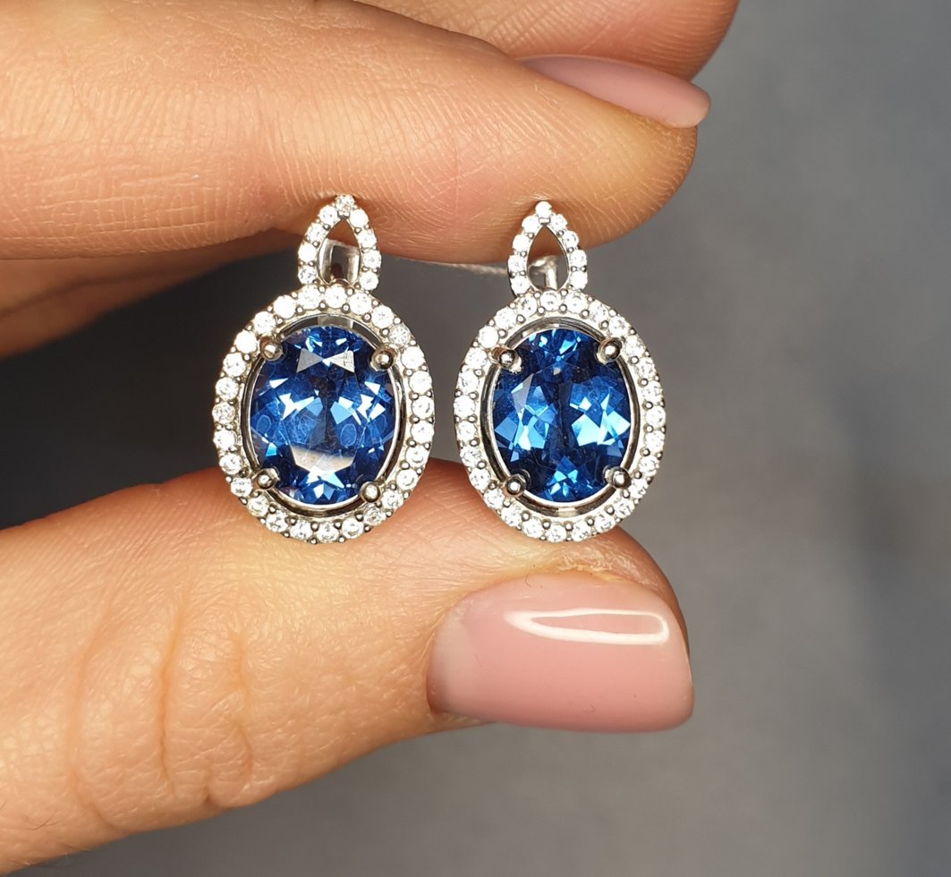 

Сережки серебряные с кварцем London Blue "Эстель" 5,98 г