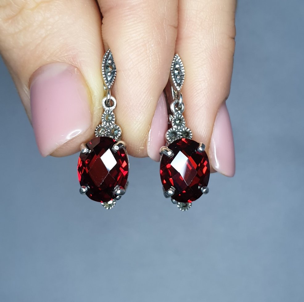 

Сережки серебряные с гранатом и пиритом 6,61 г
