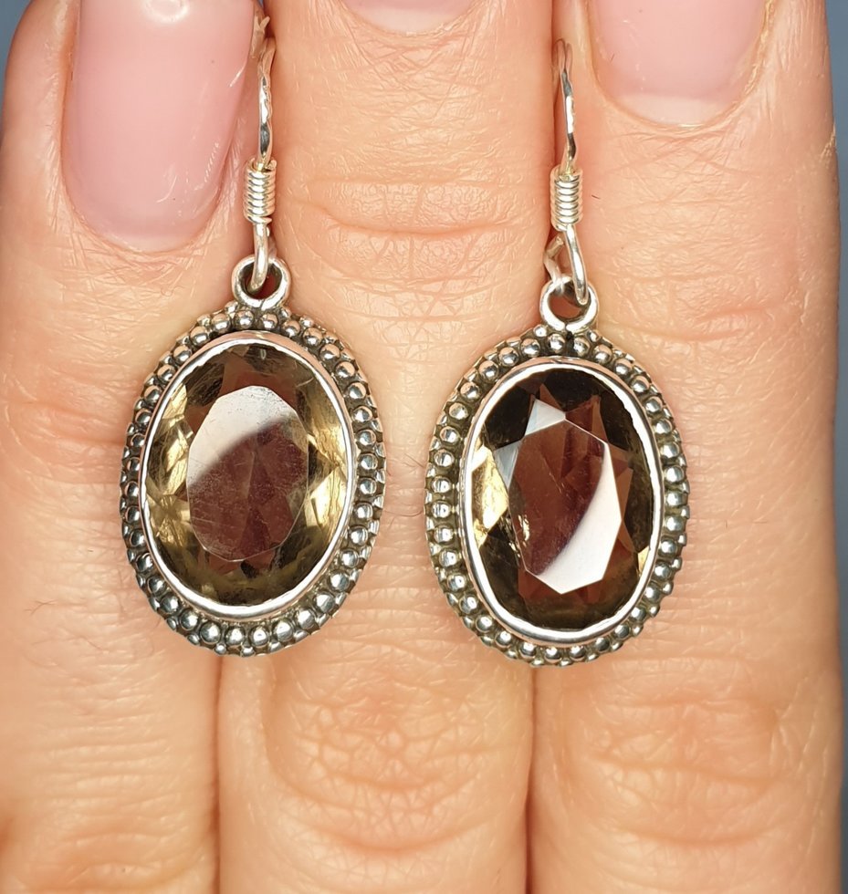 

Сережки серебряные с раухтопазом 7,55 г