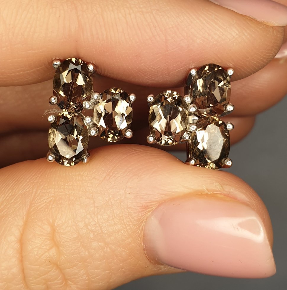 

Сережки серебряные с раухтопазом 6,03 г
