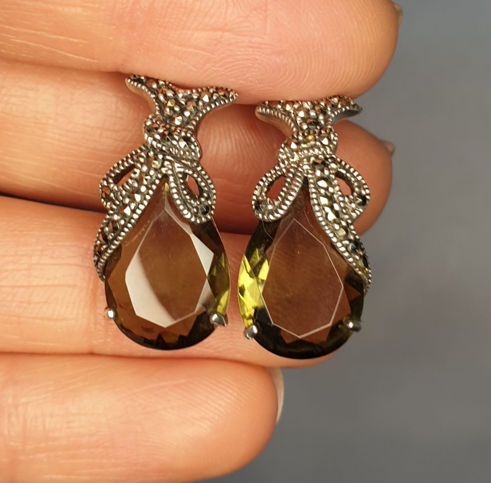 

Сережки серебряные с раухтопазом 8 г