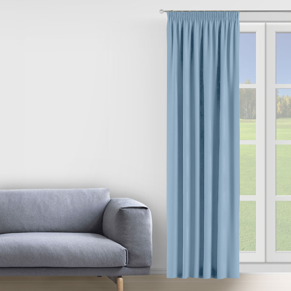 

Штора Decorator 150х275 голубой микровелюр на тесьме D057