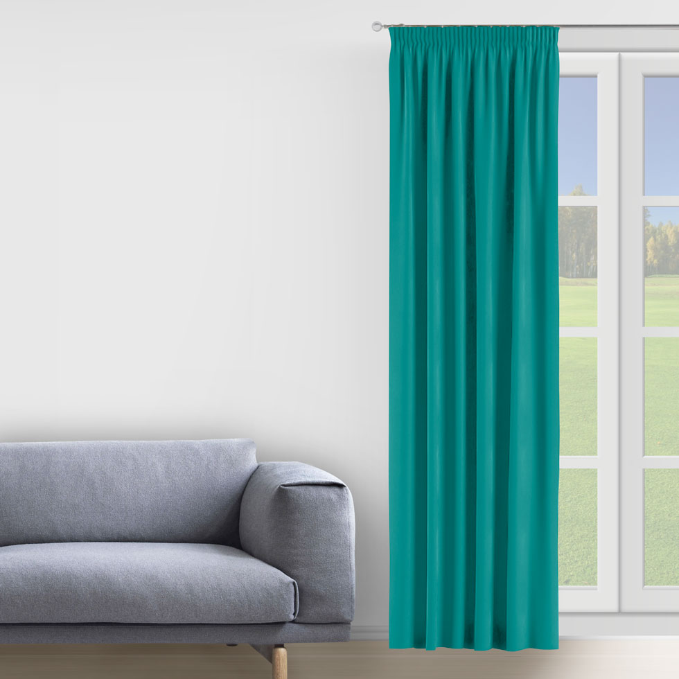 

Штора Decorator 250х275 бирюзовый микровелюр на тесьме D017
