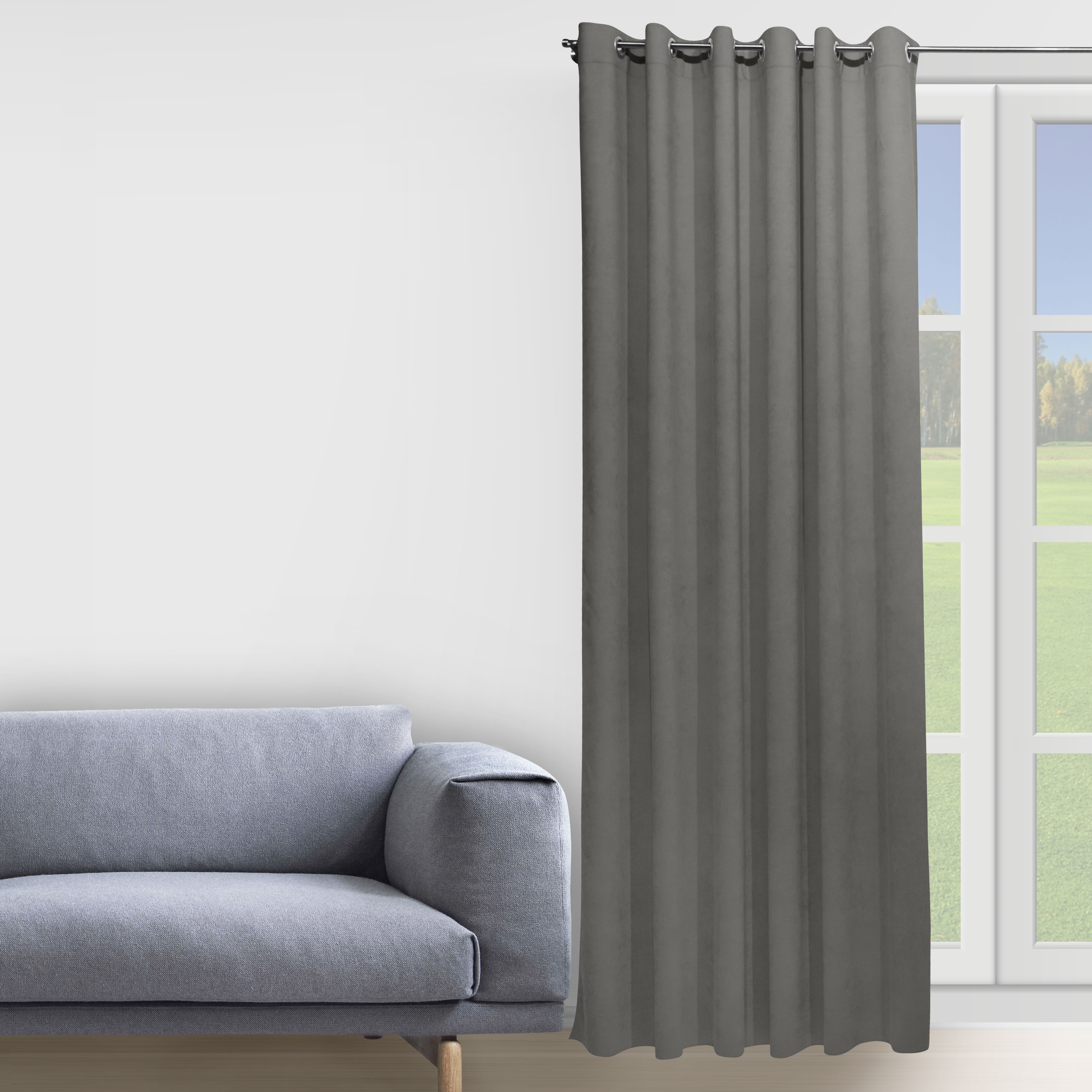 

Штора Decorator 250х258 серый микровелюр на люверсах D023