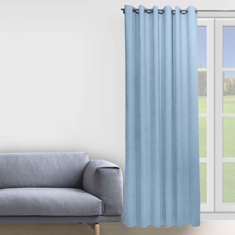 

Комплект штор Decorator 2 шт 200х258 голубой микровелюр на люверсах D057