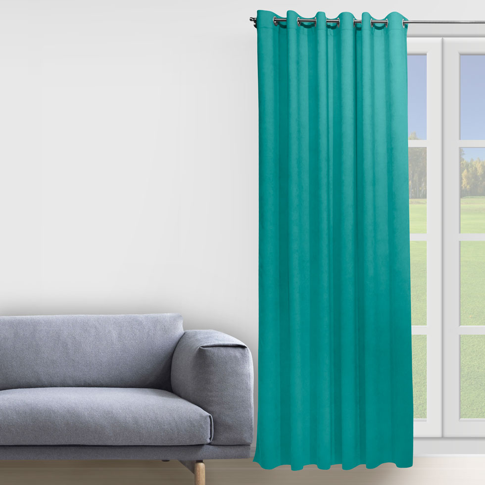 

Комплект штор Decorator 2 шт 150х258 бирюзовый микровелюр на люверсах D017