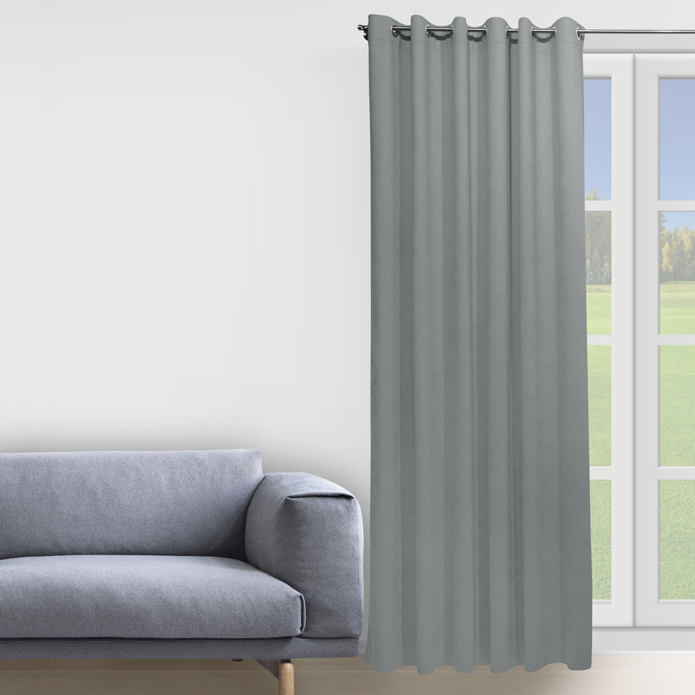 

Комплект штор Decorator 2 шт 150х258 светло-серый микровелюр на люверсах D008