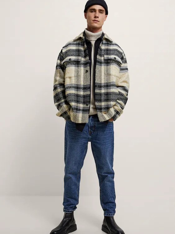 

Куртка-рубашка Zara 0072-317-710  Черная с серым, Куртка-рубашка Zara 0072-317-710 L Черная с серым