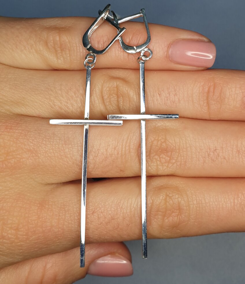 

Сережки серебряные "Кресты" 5,20 г
