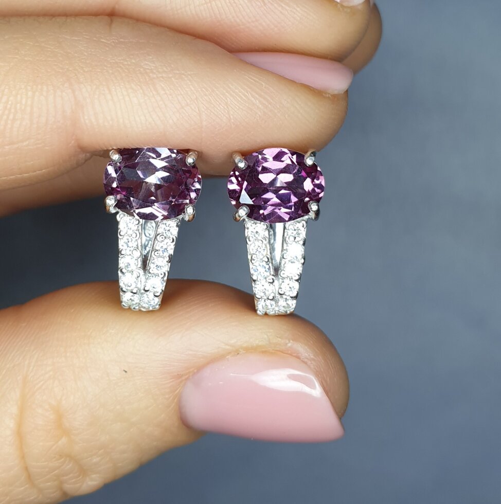 

Сережки серебряные с александритом 5,17 г
