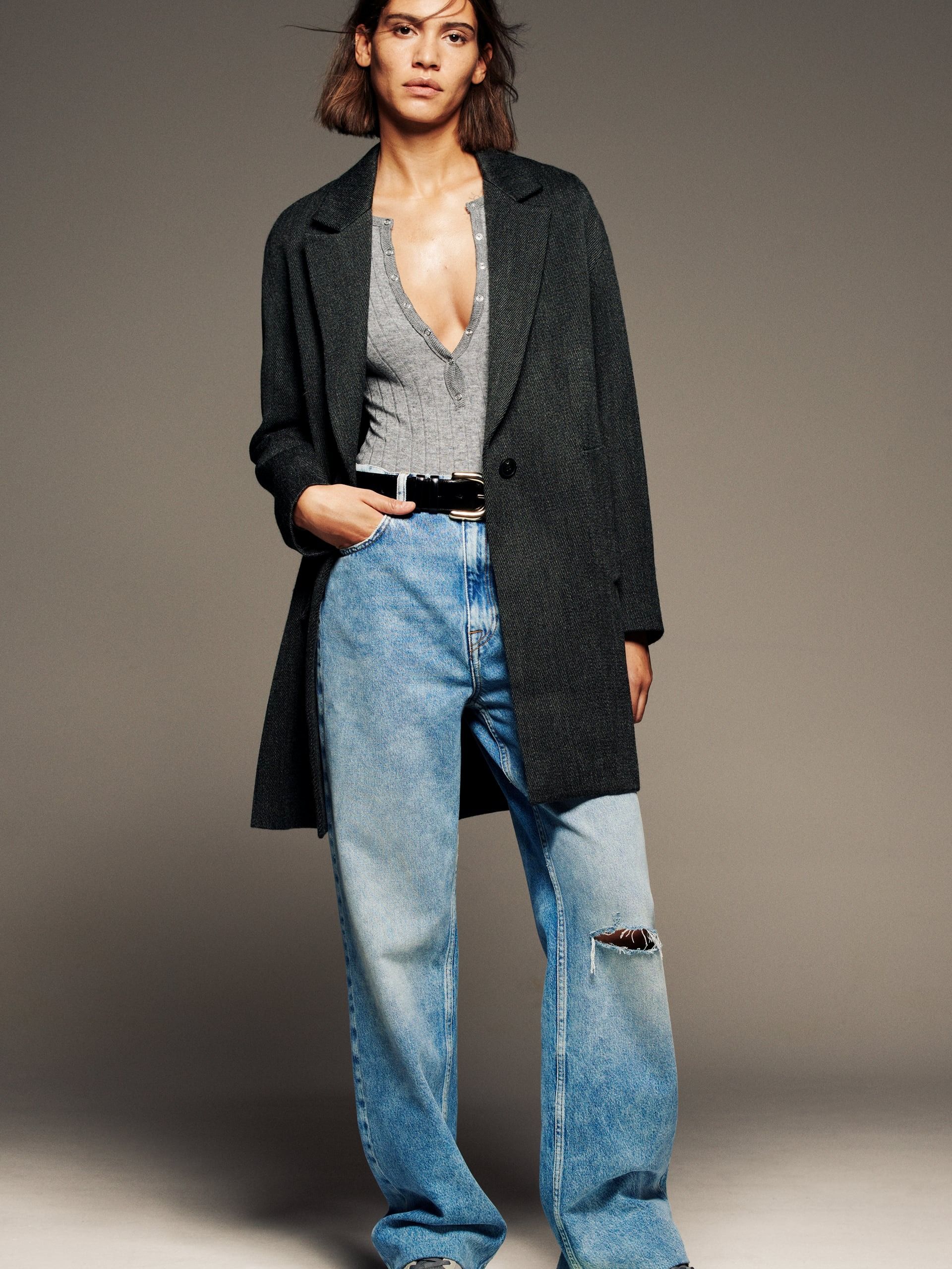 

Пальто Zara 2761-284-803  Темно-серое, Пальто Zara 2761-284-803 L Темно-серое