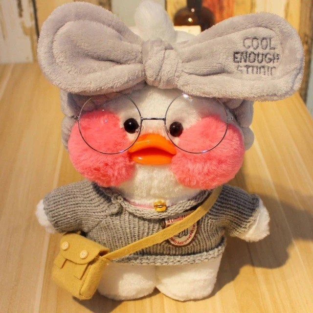 

Мягкая игрушка утка Лалафанфан LaLaFanFan Duck белая в сером свитере