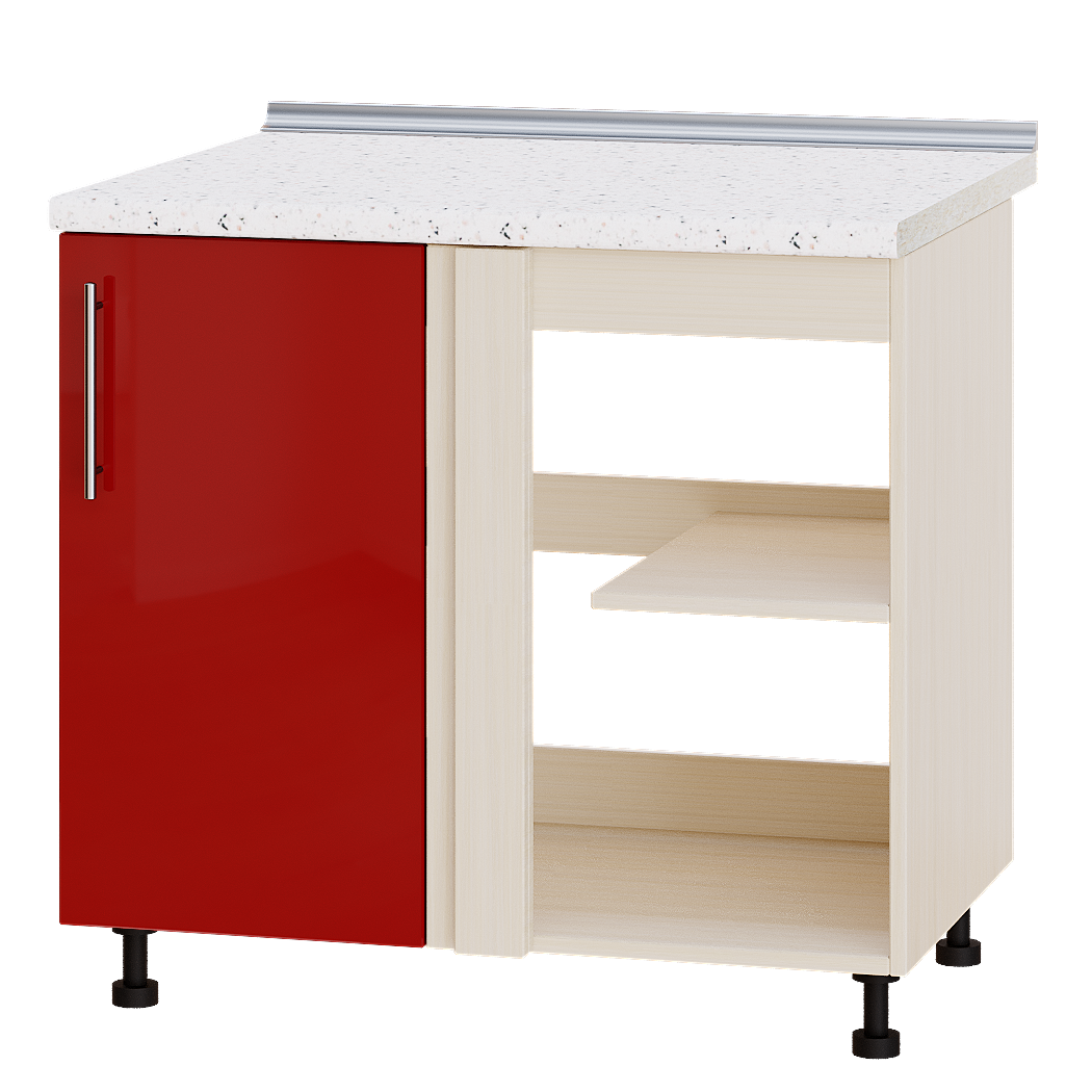 

Кухня Модерн модуль Угловой Низ Н89-895 Красный Глянец - Дуб молочный 90х47х82 см + столешница