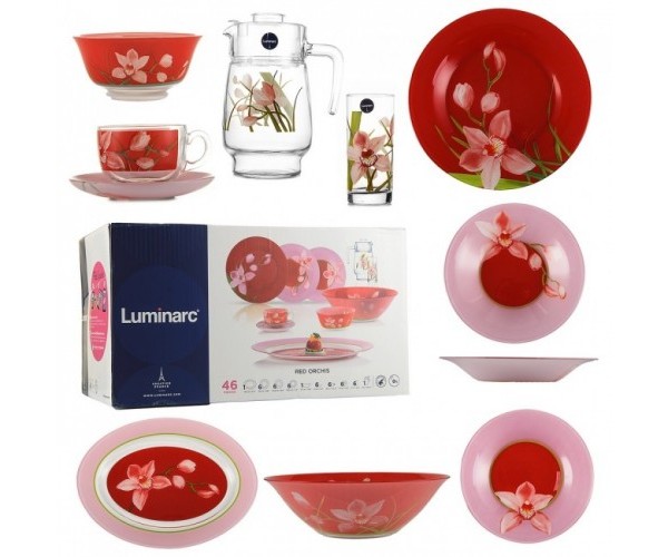 

Сервиз столовый 46 предметов Luminarc Red Orchis N4828