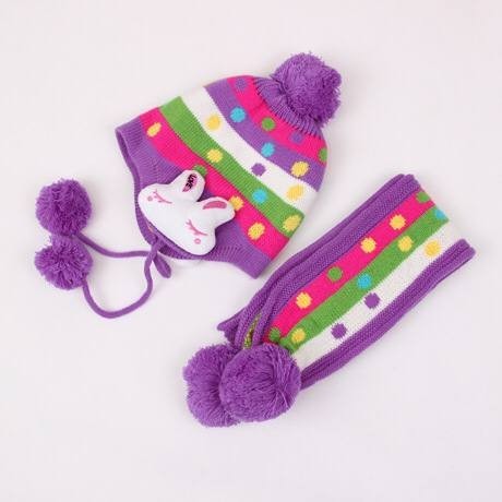 

Детский комплект шапка + шарф Kids Seasons DK-1587-12 45-49см фиолетовый