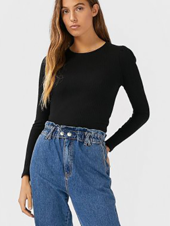

Лонгслив Stradivarius 6522/744/001  Черный, Лонгслив Stradivarius 6522/744/001 M Черный