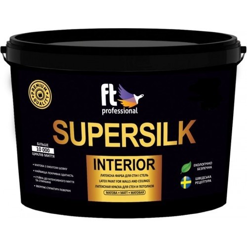 

FT Professional Supersilk глубокоматовая латексная краска для стен и потолков белая 10 л.