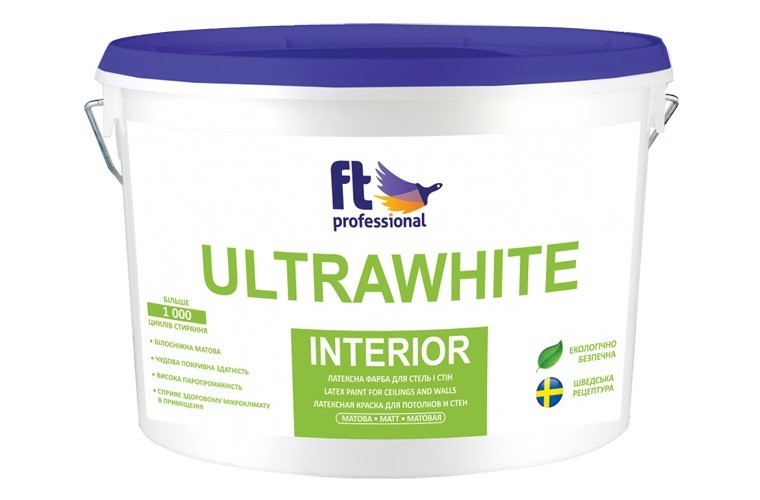 

FT Professional UltraWhite Interior латексная краска для стен и потолков белая 10 л.