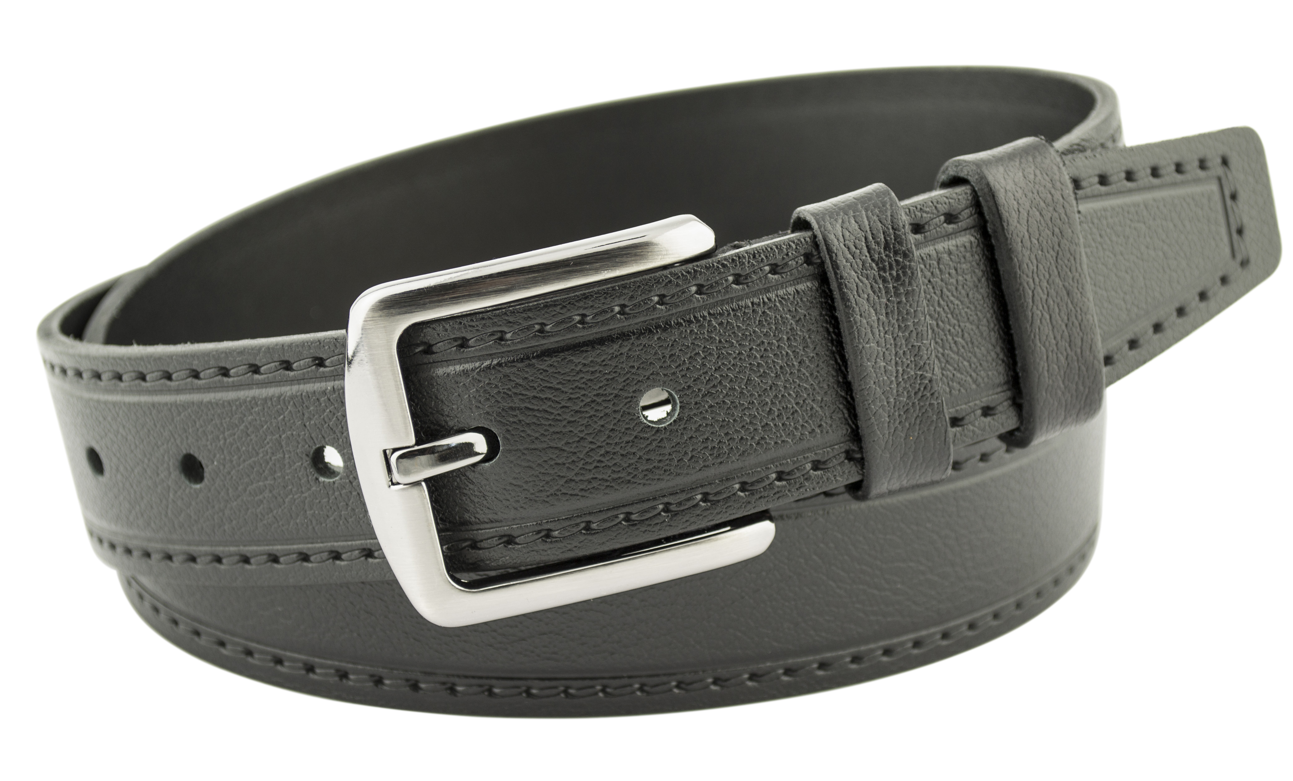 

Мужской кожаный ремень Marlader 4 см для джинсов черный 110-135 см