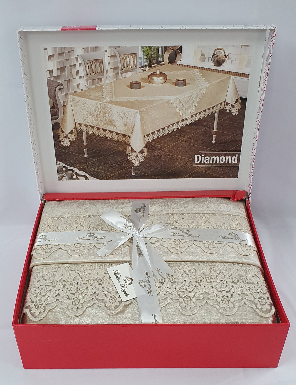 

Скатертина Set Велюр Maison Royale 160x300+100x100 Diamond Cappucino