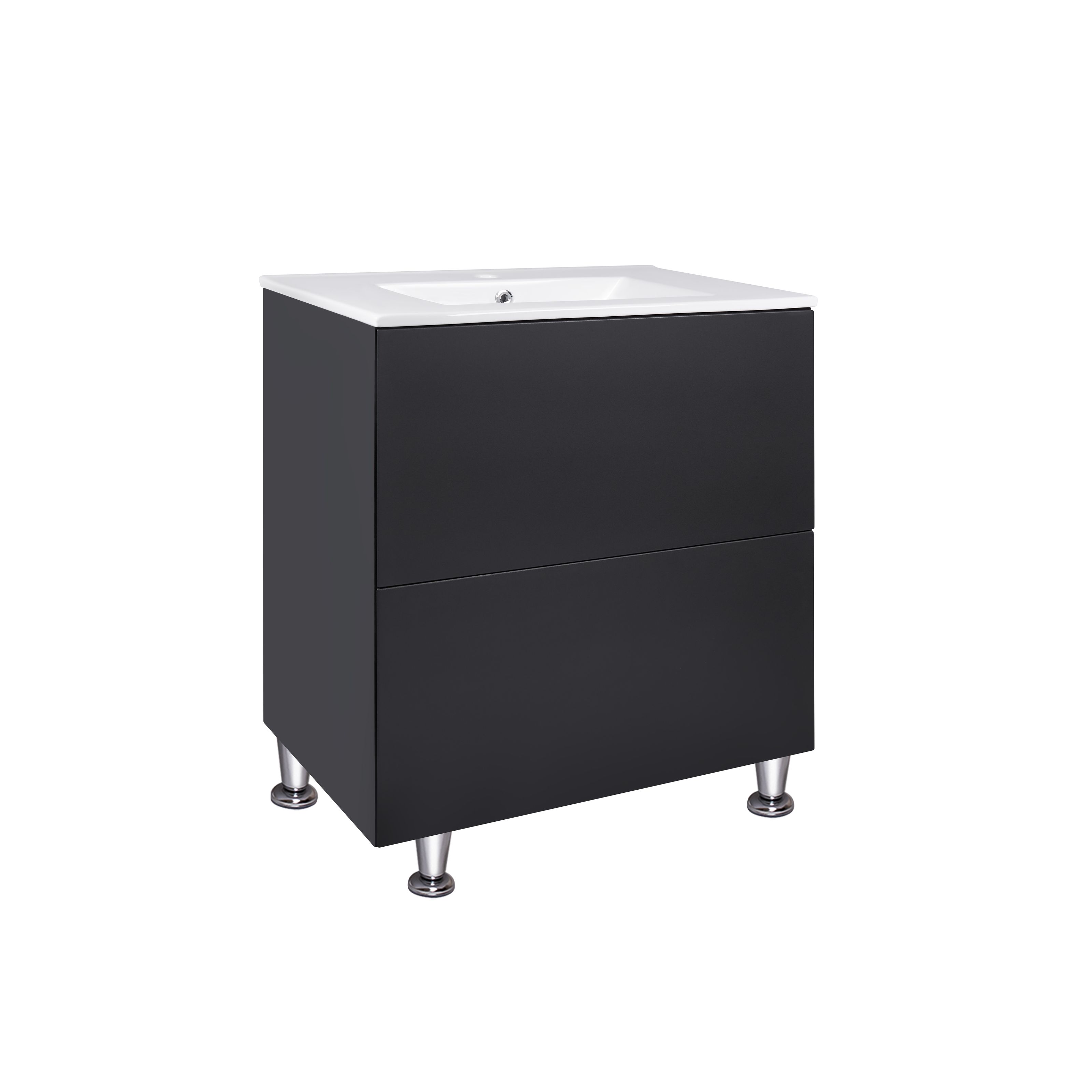 

Тумба с умывальником для ванной Q-TAP Tern 71x84x46.5см напольная черный QT1771TNL7023070CMB