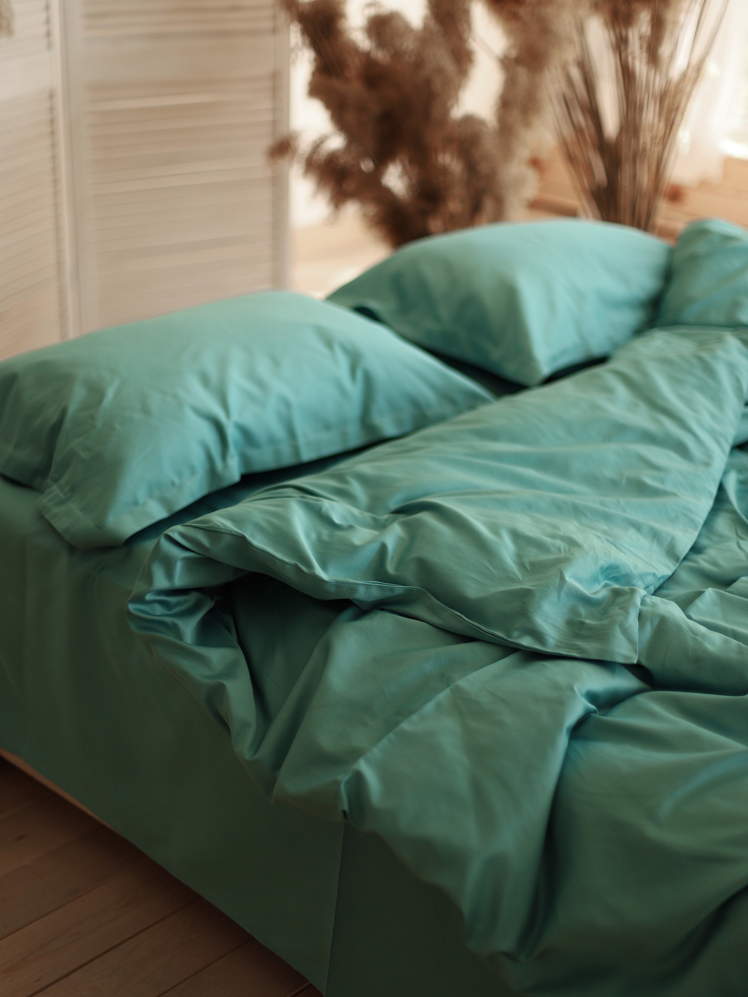 

Двуспальный Лазурный комплект постельного белья Belinens, премиумный сатин однотонный, пододеяльник 180х220 см, 100% хлопок