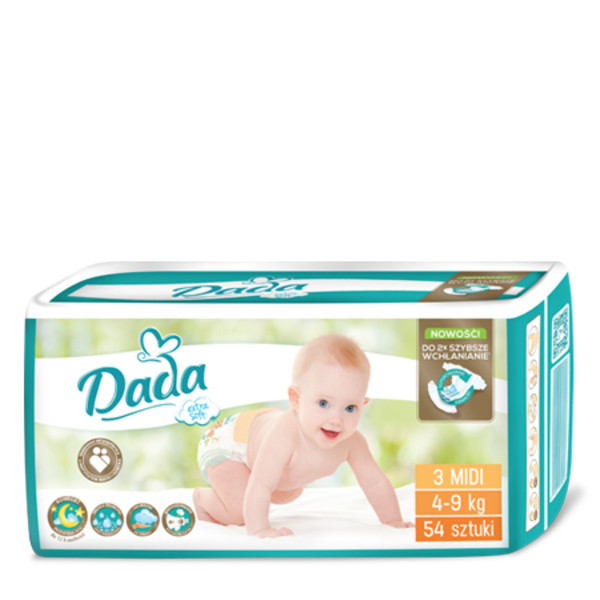 

Подгузники Dada Extra Soft Midi 3 4-9 кг 54 штуки (8594001938025)