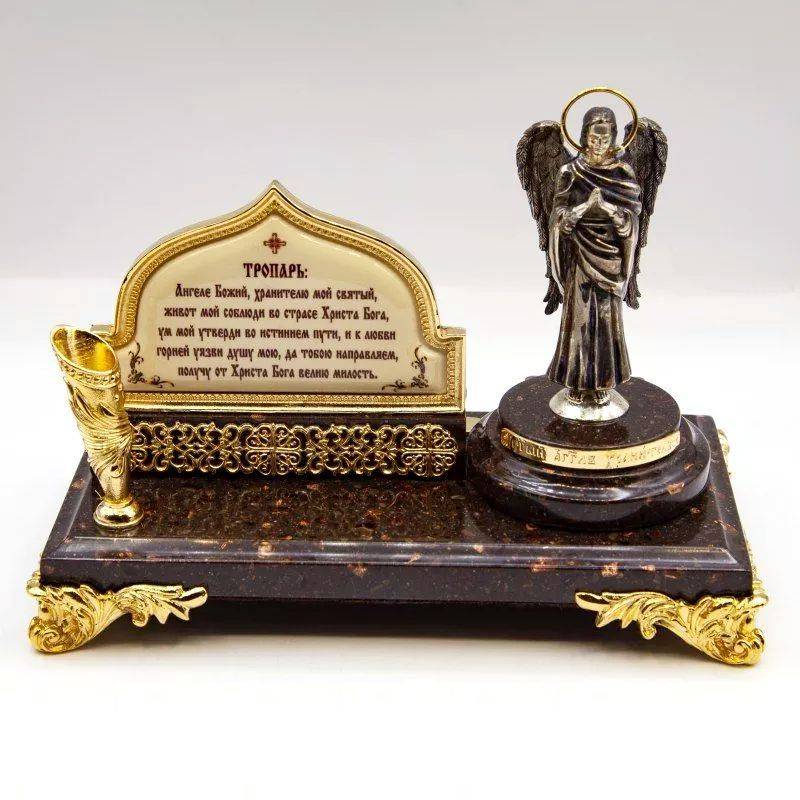 

Визитница латунная в позолоте"Георгий Победоносец" на подставке из акрила Фамильные Драгоценности арт. 2.13.0282лпч-155