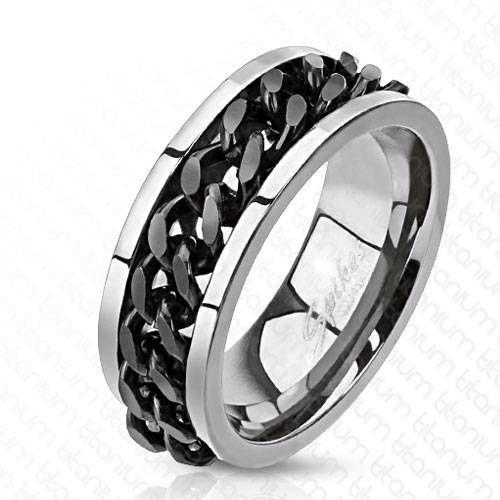 

Мужское кольцо из титана Spikes R-TI-0154 с вращающейся цепью (Размер 12 (наш 21,5))