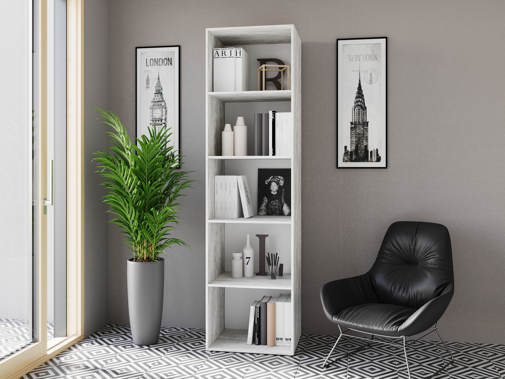 

Cтеллаж, полка для книг Vinsent Бетон Ш600/В2190/Г500
