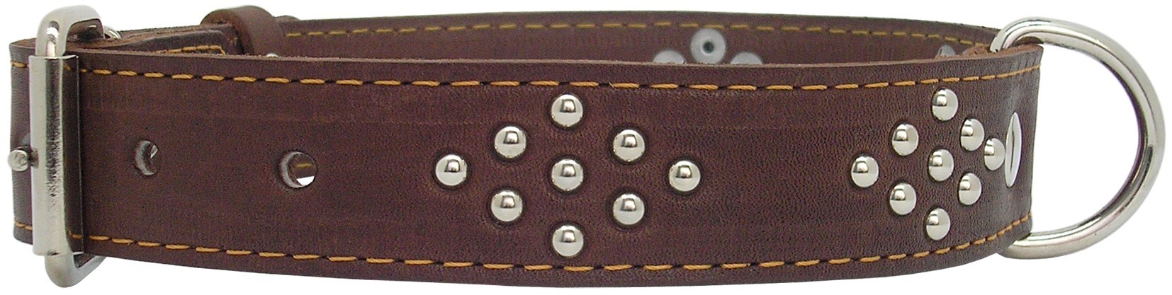 

Ошейник LiLu с фурнитурой коричневый, ширина 40 мм, объем 540-660 мм, кожа (О822)