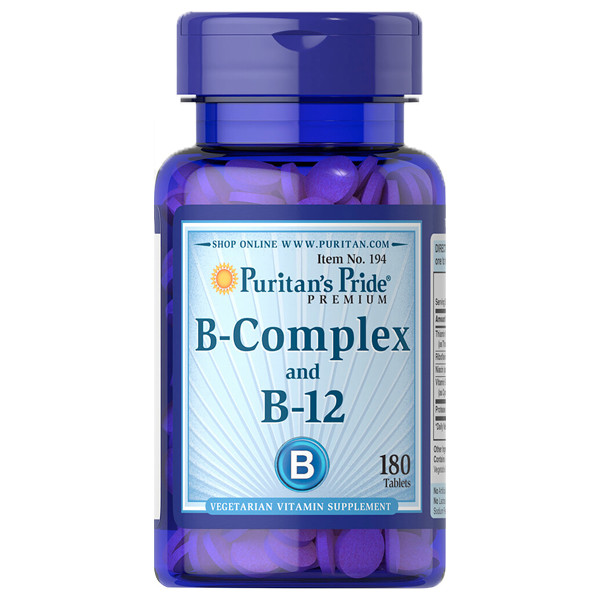 

Витамины Puritan's Pride Vitamin B-Complex and Vitamin B-12 180 таблеток
