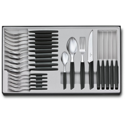 

Набор столовых приборов Victorinox Swiss Modern Table Set 24 шт Steak Black (6.9093.12W.24)