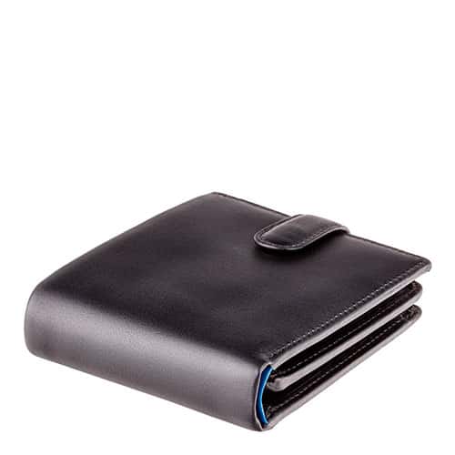 

Кошелек мужской из натуральной кожи черного цвета Visconti PM-102 BLK/BLUE