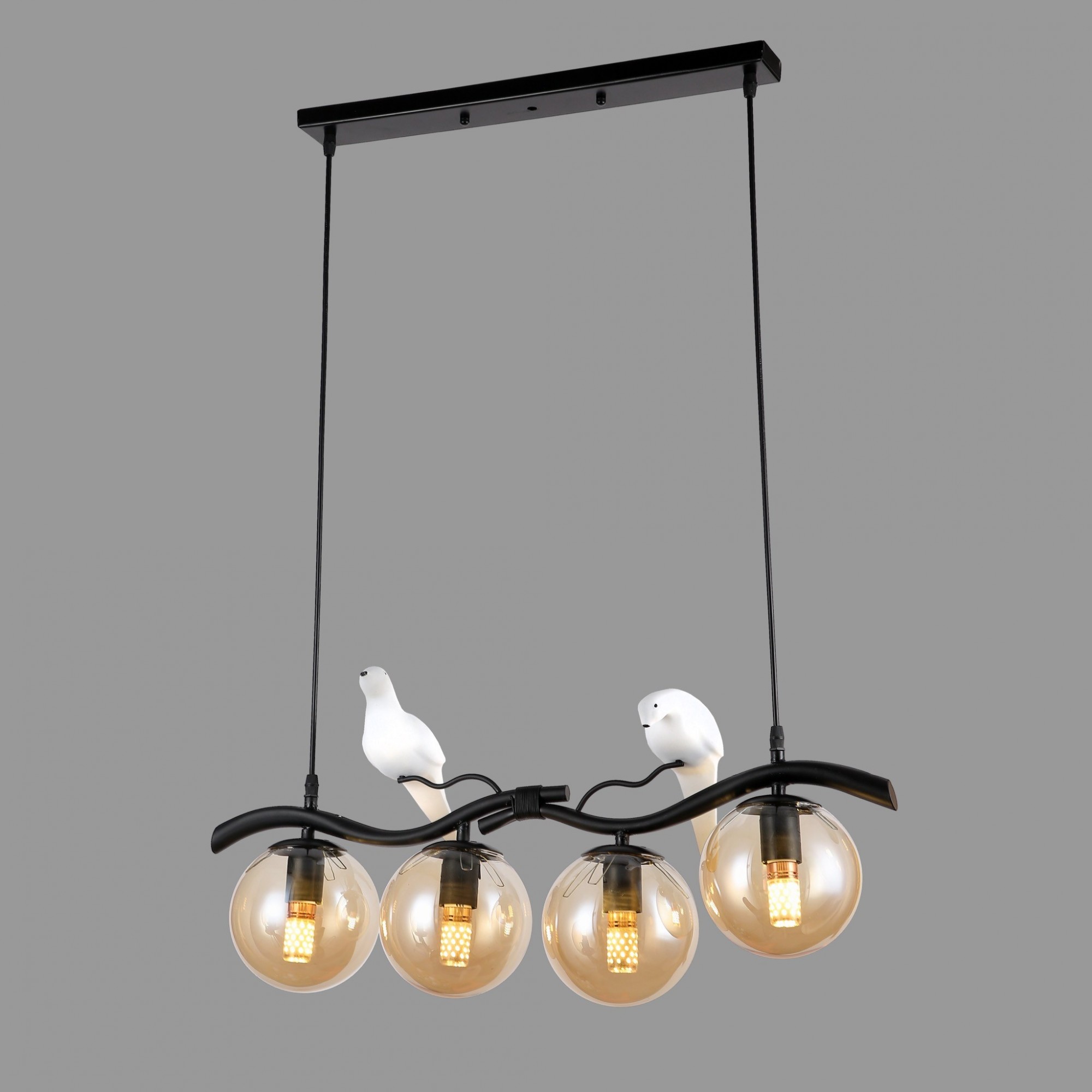 

Люстра LEVISTELLA Birds черная с кофейными плафонами