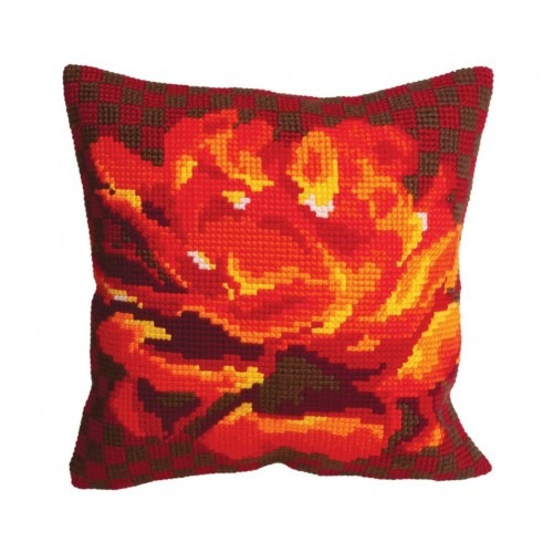 

Подушка для вышивания крестом Collection D'Art 5106 "Burnt Orange Chess"