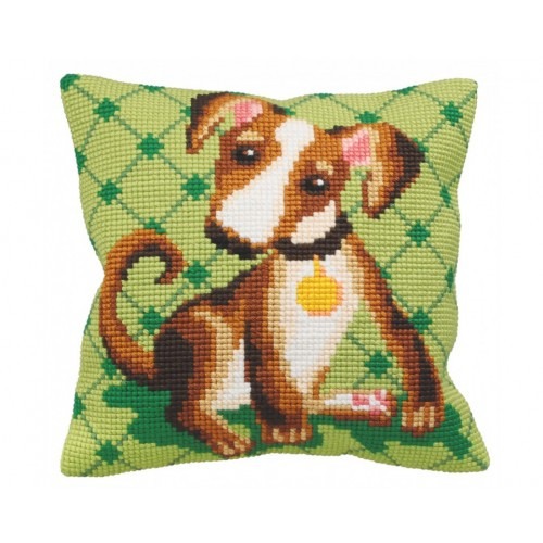 

Подушка для вышивания крестом Collection D'Art 5157 "Comic Dog on Green"