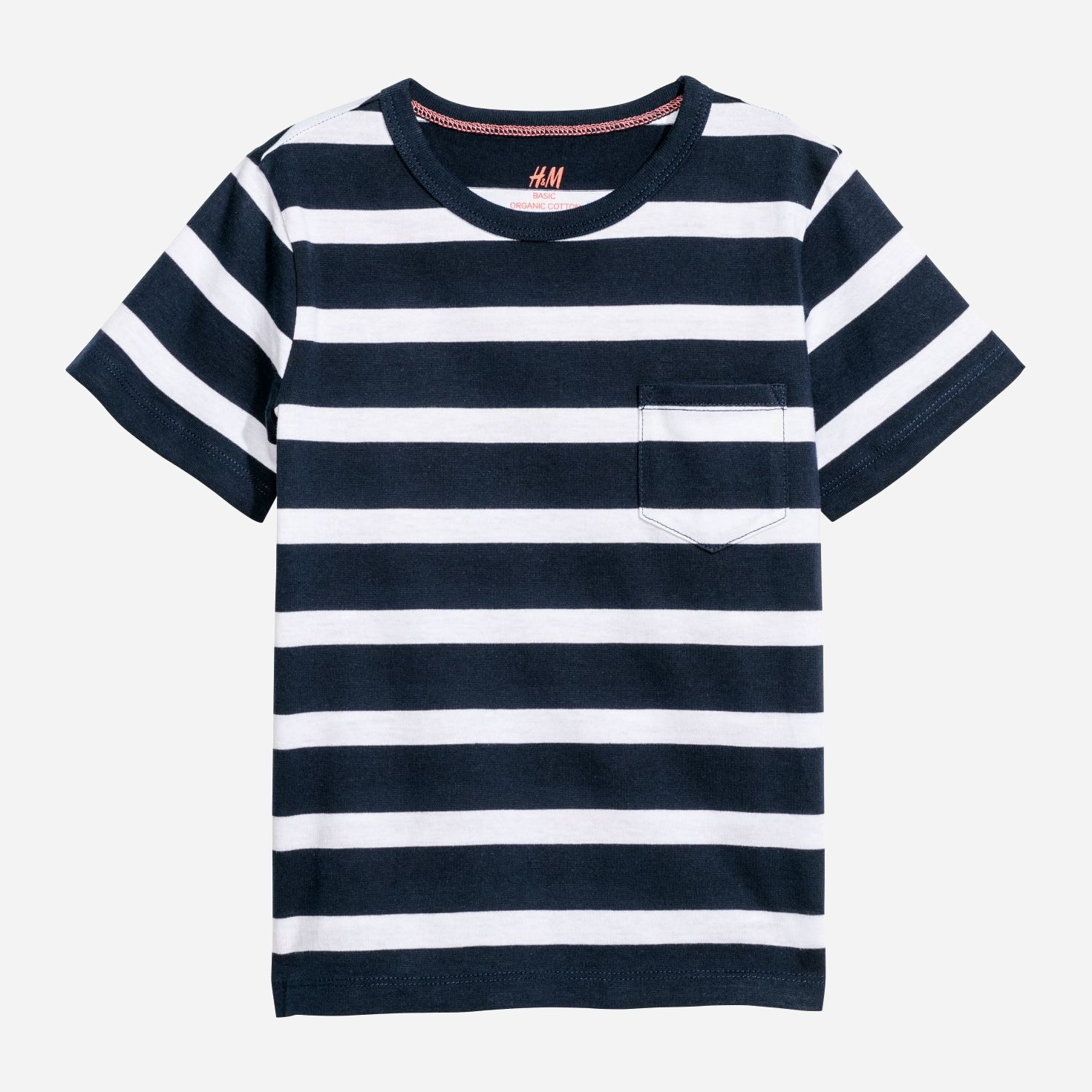 

Футболка H&M 060544739 98-104 см Темно-синий/Белая полоска (6666000173881)