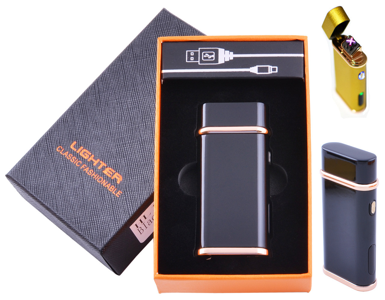 

Электроимпульсная зажигалка в подарочной коробке Lighter №HL-104 Black