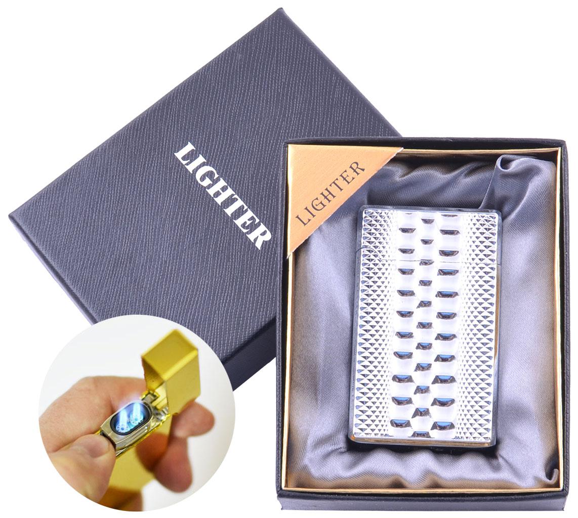 

Зажигалка в подарочной коробке (Двойное острое пламя) №4648 Silver