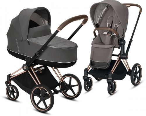 

Универсальная коляска 2 в 1 Cybex Priam Soho Grey шасси Rose Gold