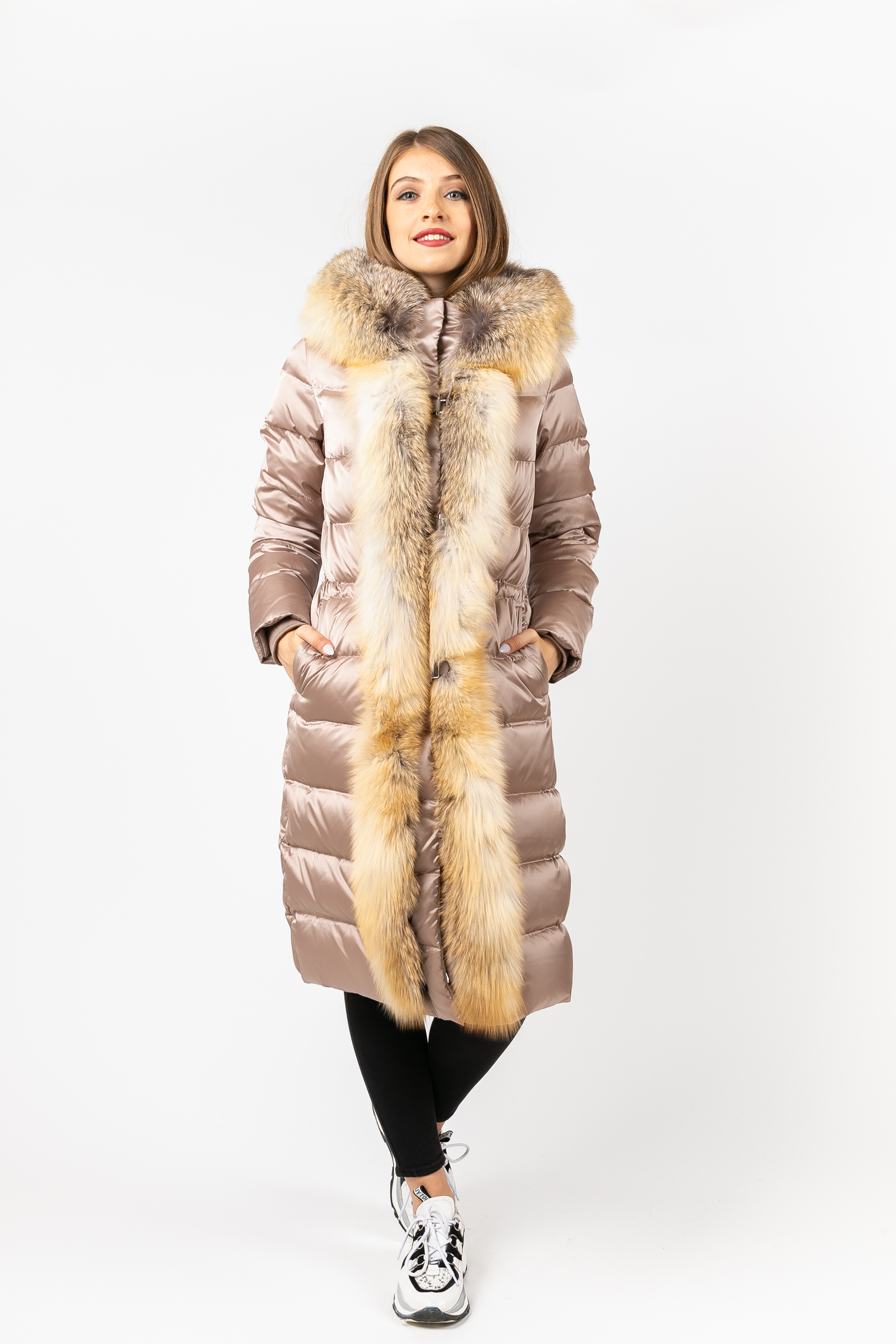 

Пуховик PARKA+ 01215 с мехом золотой лисы Шампань, Пуховик PARKA+ 01215 с мехом золотой лисы Шампань 48