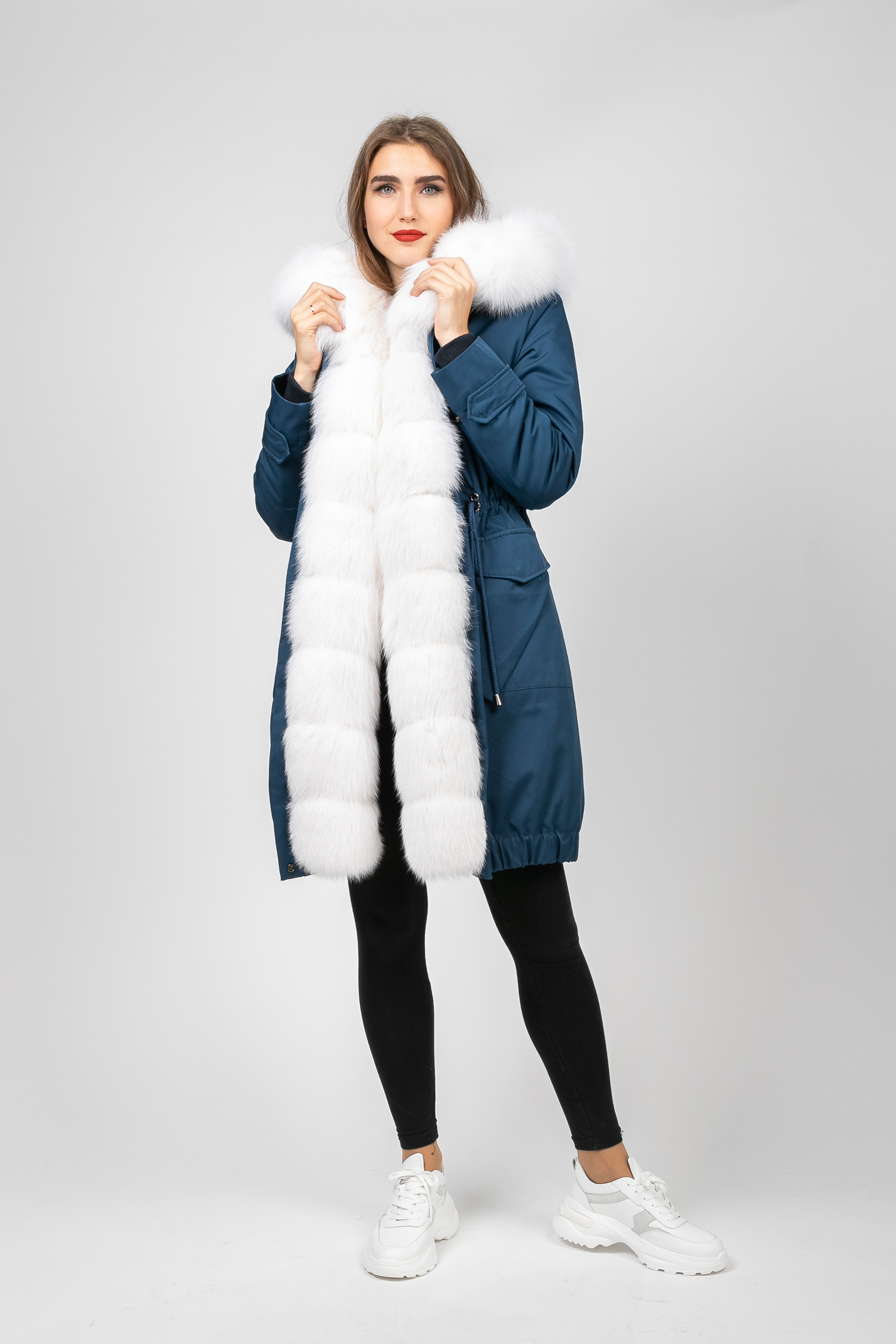 

Парка PARKA+ 01371 с натуральным мехом песца Синій, Парка PARKA+ 01371 с натуральным мехом песца Синій S