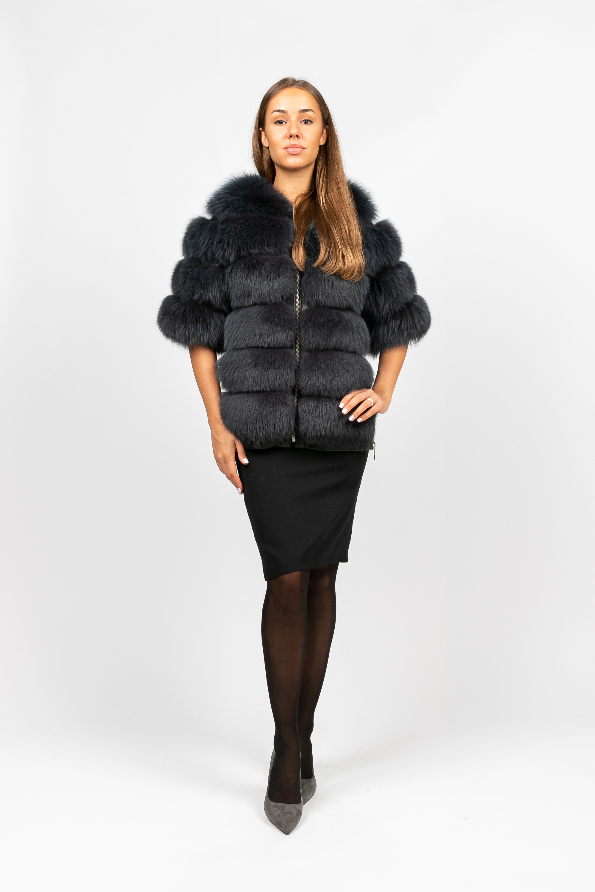

Шуба PARKA+ 01269 с меха песца Сірий XL