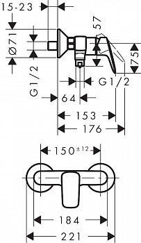 

71600000 HG Змішувач до душу shower mixer wall mounted Logis chrome