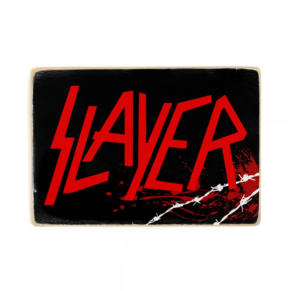 

Деревянный постер Музыка Slayer лого с проволкой. слеер. Tom Araya А2