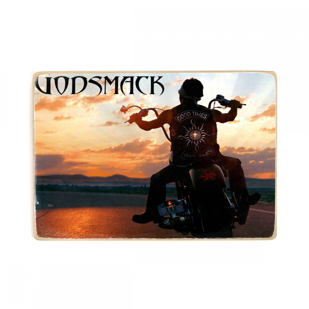 

Деревянный постер Музыка Godsmack, байкеры А2