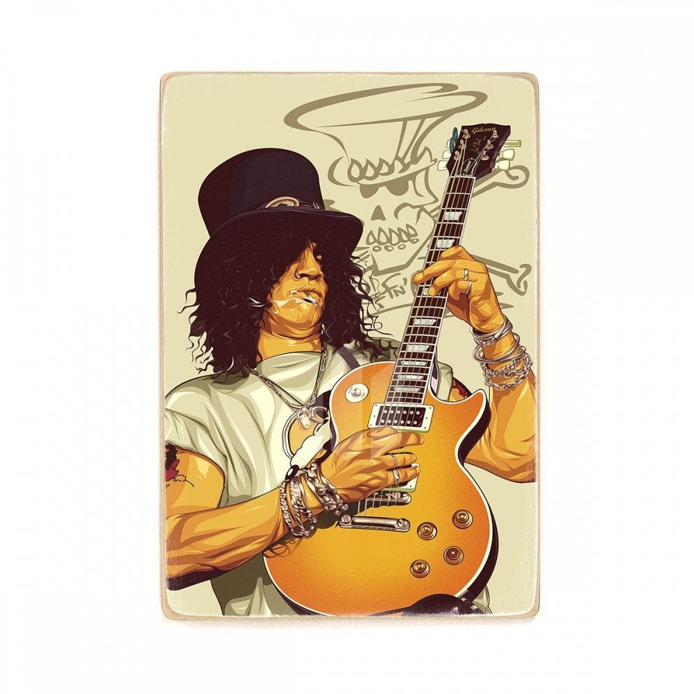 

Деревянный постер Музыка Guns N `Roses, Slash. ганс энд роузес А2