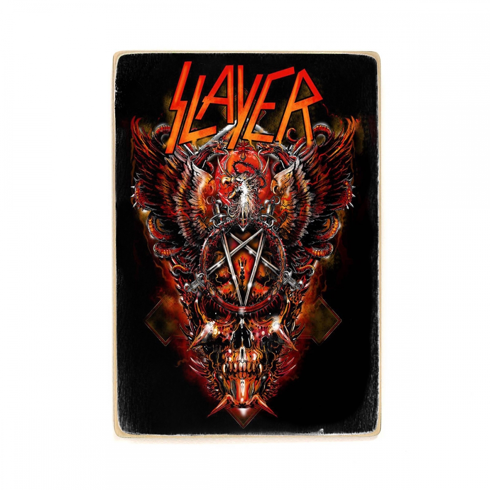 

Деревянный постер Музыка Slayer лого с пентаграммой. слеер. Tom Araya А1