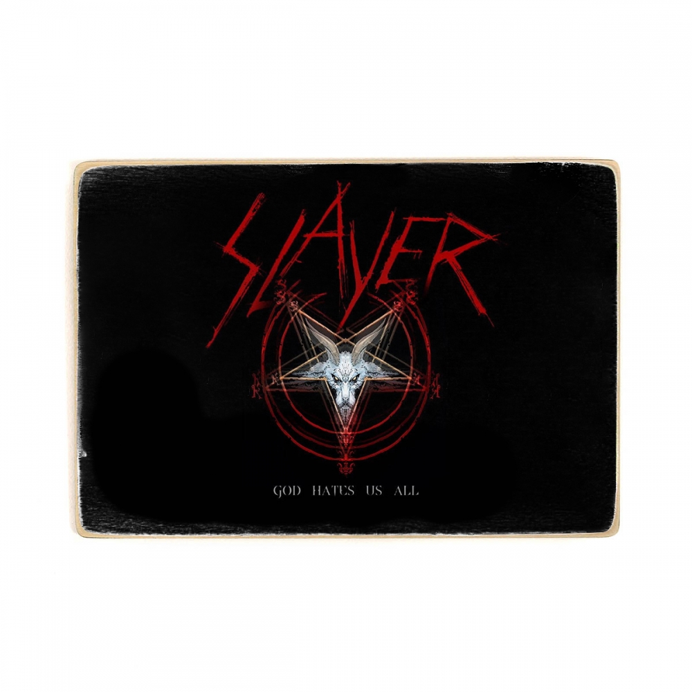 

Деревянный постер Музыка группа Slayer - God hates us all. Слеер. Tom Araya А2